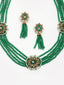 Women Gold-Plated Green Stone & Beads-Studded Jewellery Set