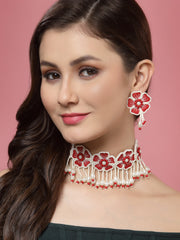 Floral Shaped Beads Studded Jewellery Set