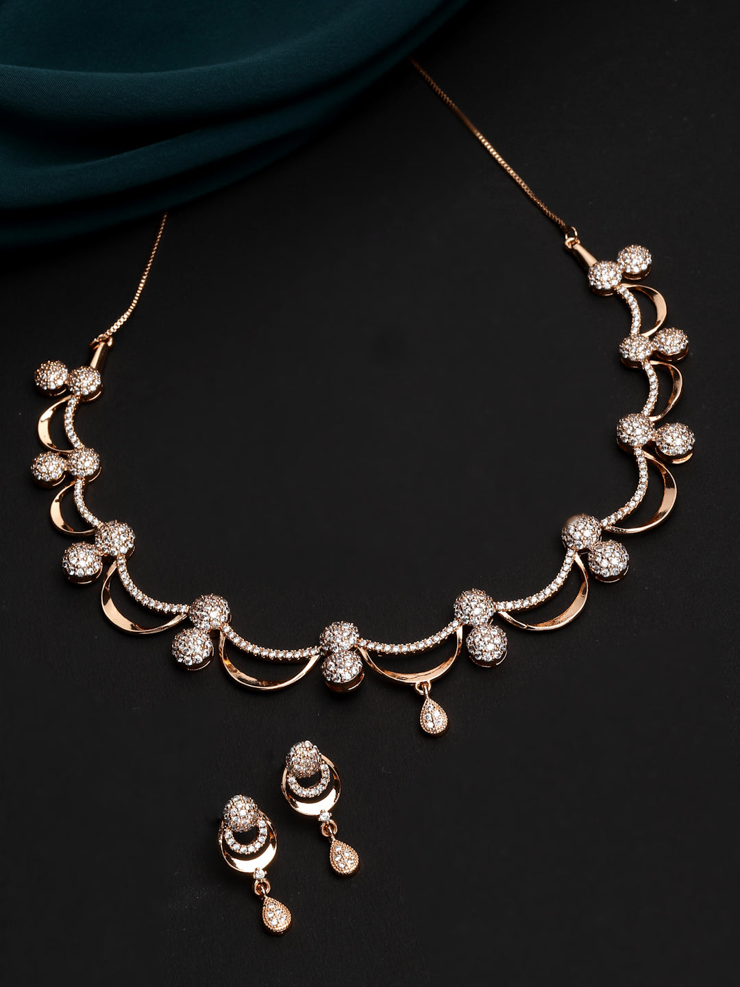 Gold-Plated CZ-Studded Jewellery Set