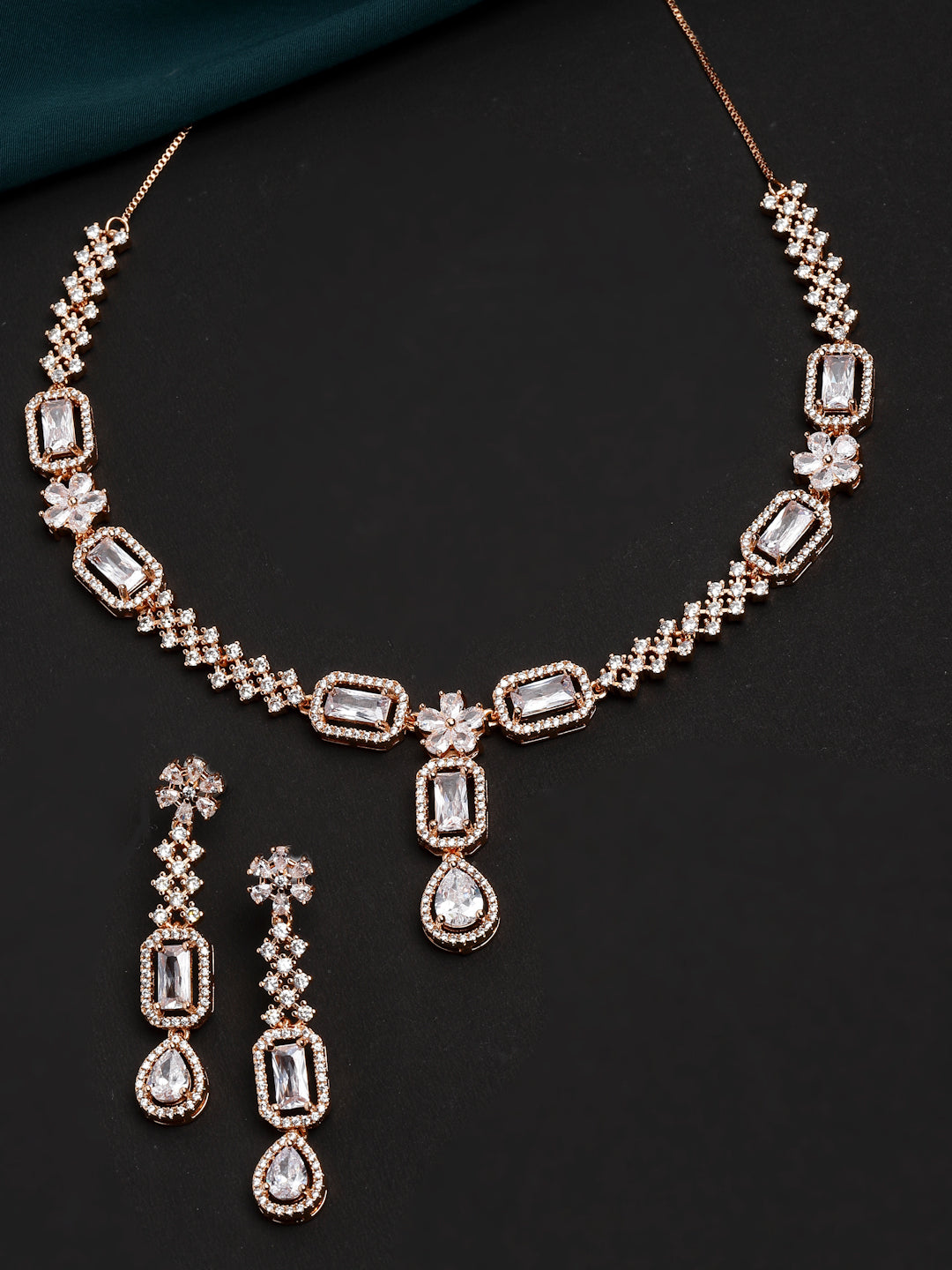 Gold-Plated AD Stone-Studded Jewellery Set