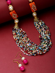 Gold-Plated Beaded Layered Jewellery Set