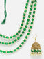 Gold-Plated Green & White Beads Layered Handcrafted Jewellery Set