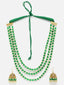 Gold-Plated Green & White Beads Layered Handcrafted Jewellery Set