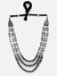 Oxidised Silver-Plated Black Beads Layered Handcrafted Necklace