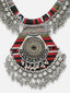 Silver-Plated Hanging Ghungroos Fabric Handcrafted Boho Necklace