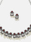 Silver-Plated Stone-Studded & Pearl-Beaded Necklace And Earrings