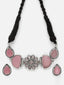 Silver-Plated Stone-Studded Necklace And Earrings