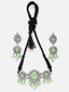 Silver-Plated Green Stone-Studded Embellished Jewellery Set