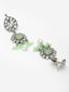 Silver-Plated Green Stone-Studded Embellished Jewellery Set