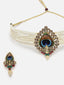 Gold Plated Peacock Shaped Stone Studded & Pearl Beaded Choker Jewellery Set