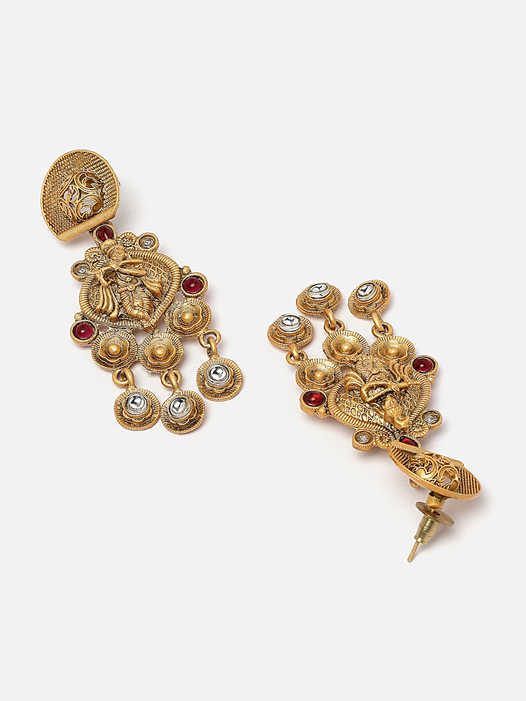 Gold-Plated Kundan & Stone-Studded Temple Choker Jewellery Set
