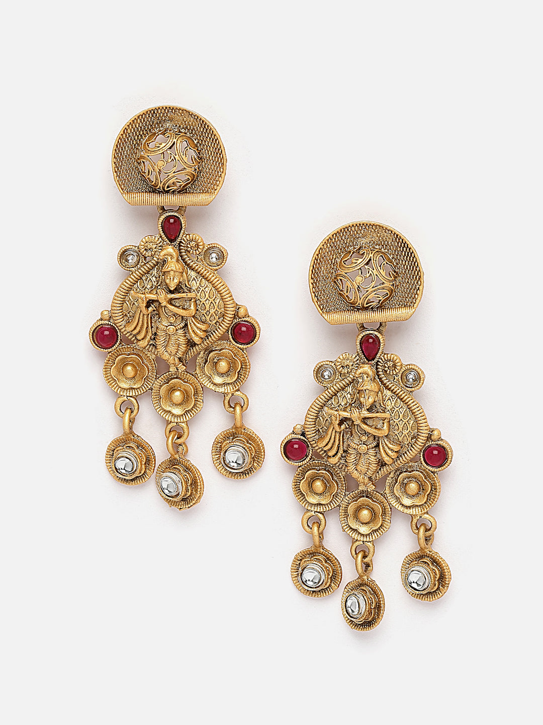 Gold-Plated Kundan & Stone-Studded Temple Choker Jewellery Set