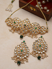 Gold Plated Kundan Stone Studded Choker Jewellery Set