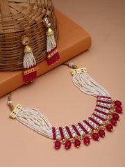 Gold-Plated Kundan & Stone-Studded Layered Jewellery Set