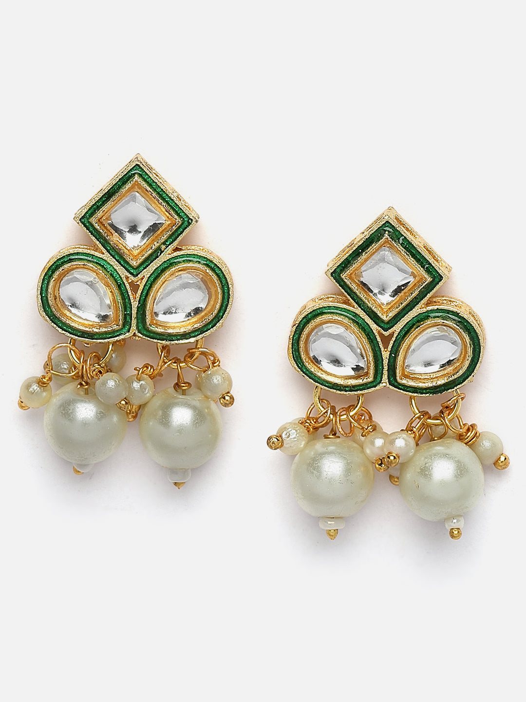 Gold-Plated Kundan Stone & Pearl Studded Layered Jewellery Set