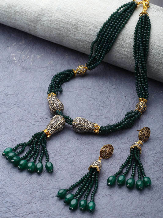 Gold Plated Beaded Layered Jewellery Set