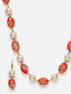 Gold Plated Stone Studded & Pearl Beaded Jewellery Set