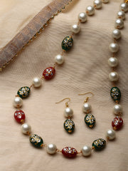 Gold-Plated Pearl & Stone-Studded Jewellery Set