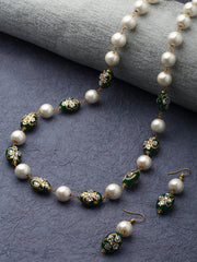 Gold-Plated Pearl & Stone-Studded Jewellery Set