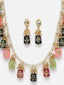 Gold-Plated Stone-Studded & Pearl-Beaded Jewellery Set