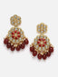 Gold-Plated Kundan Stone-Studded & Pearl Beaded Jewellery Set