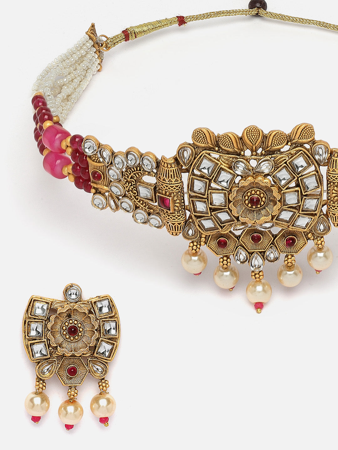 Gold-Plated Artificial Beaded Jewellery Set