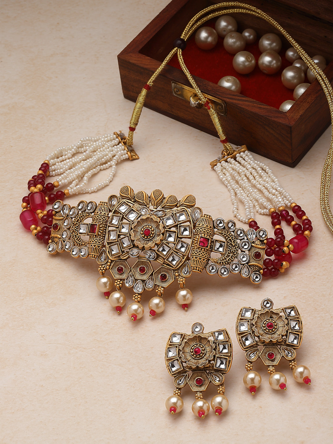 Gold-Plated Artificial Beaded Jewellery Set