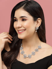 Silver-Plated Stone Studded Jewellery Set