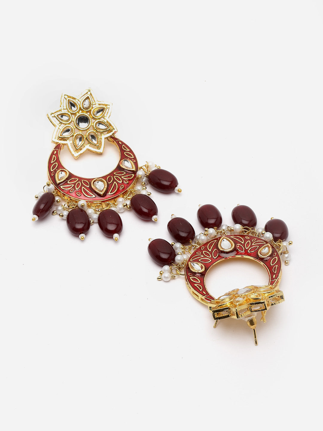 Gold-Plated Stone-Studded & Beaded Jewellery Set