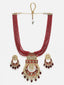 Gold-Plated Stone-Studded & Beaded Jewellery Set