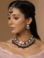 Gold Plated Kundan Studded & Beaded Necklace With Earings and Maang Tika