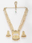 Gold Plated Stone Studded & Pearl Beaded Jewellery Set