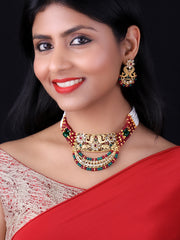 PANASH- Gold-Plated Kundan Studded & Pearl Beaded Jewellery Set