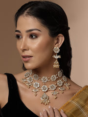 Gold-Plated Kundan-Studded & Pearl Beaded Jewellery Set