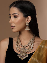 Gold-Plated Kundan Studded & Pearls Beaded Jewellery Set