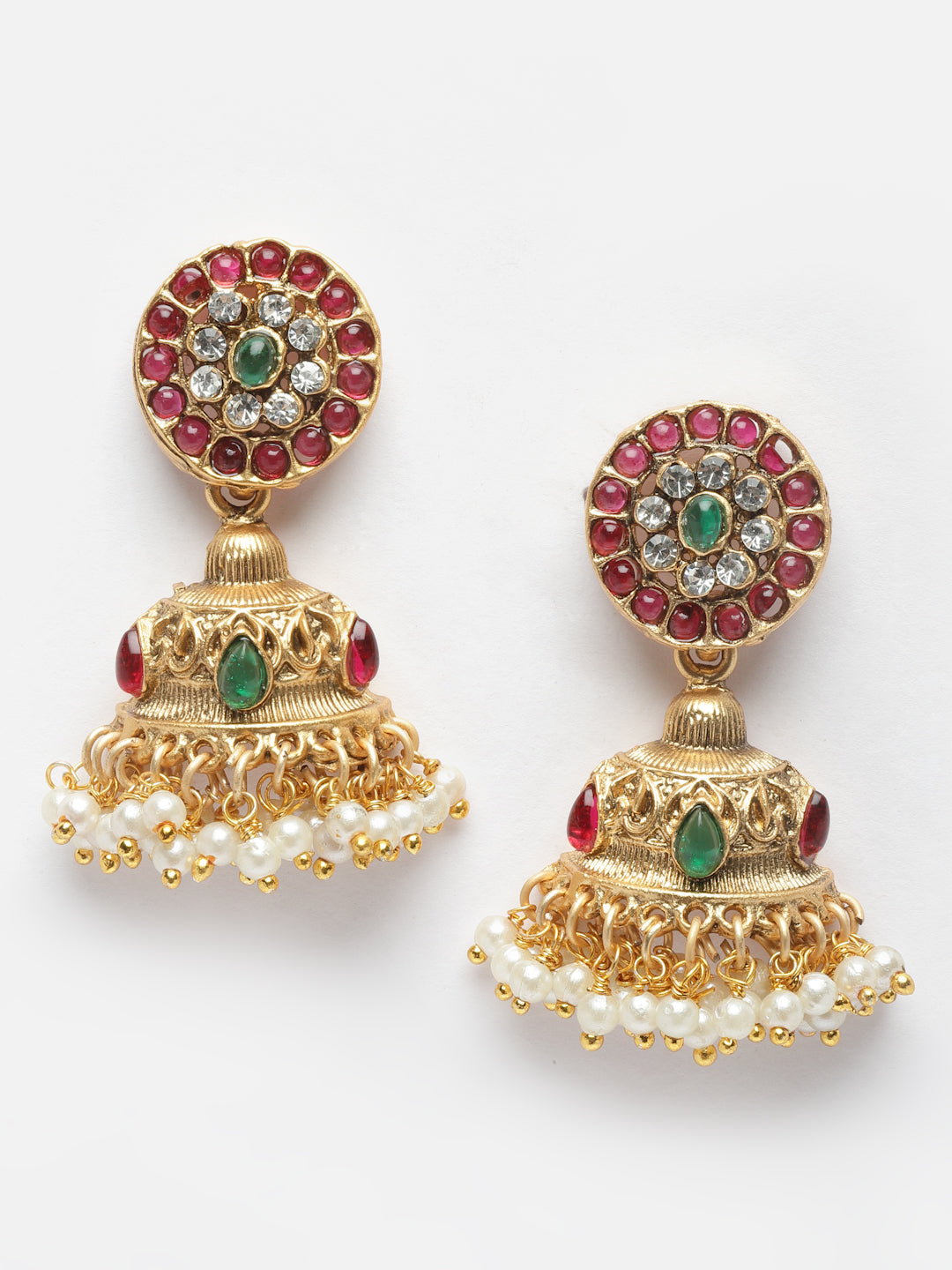 Gold-Plated Kundan-Studded & Beaded Jewellery Set