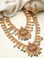 Set Of 2 Gold-Plated Pink & Green Beaded Pearl Studded Jewellery Set