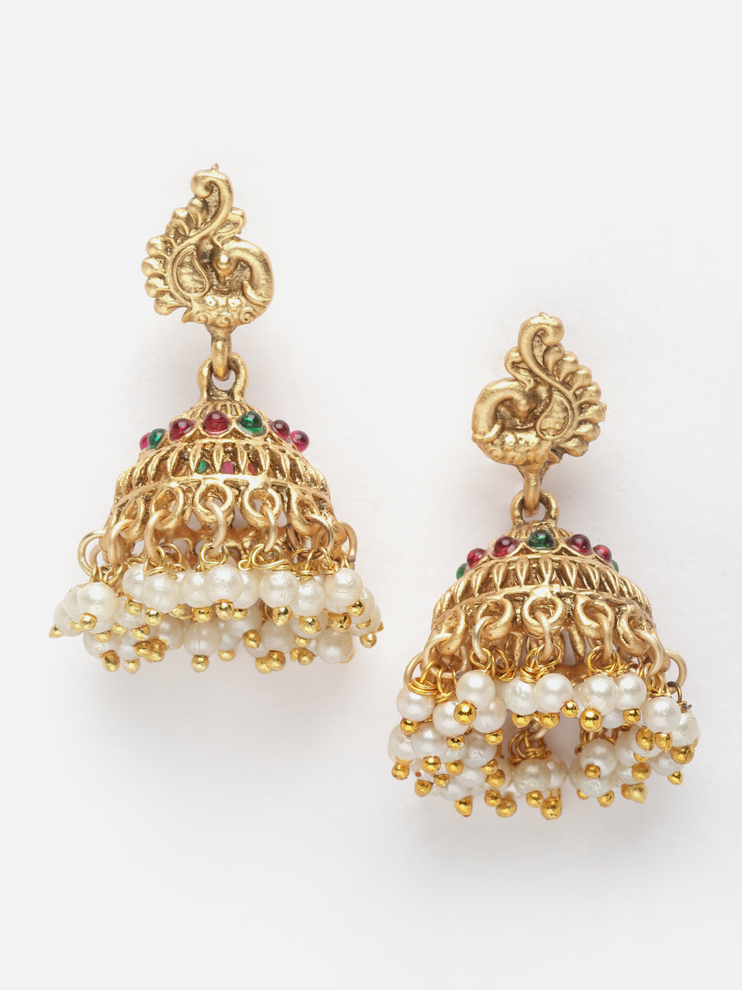 Gold-Plated Stone-Studded & Beaded Jewellery Set