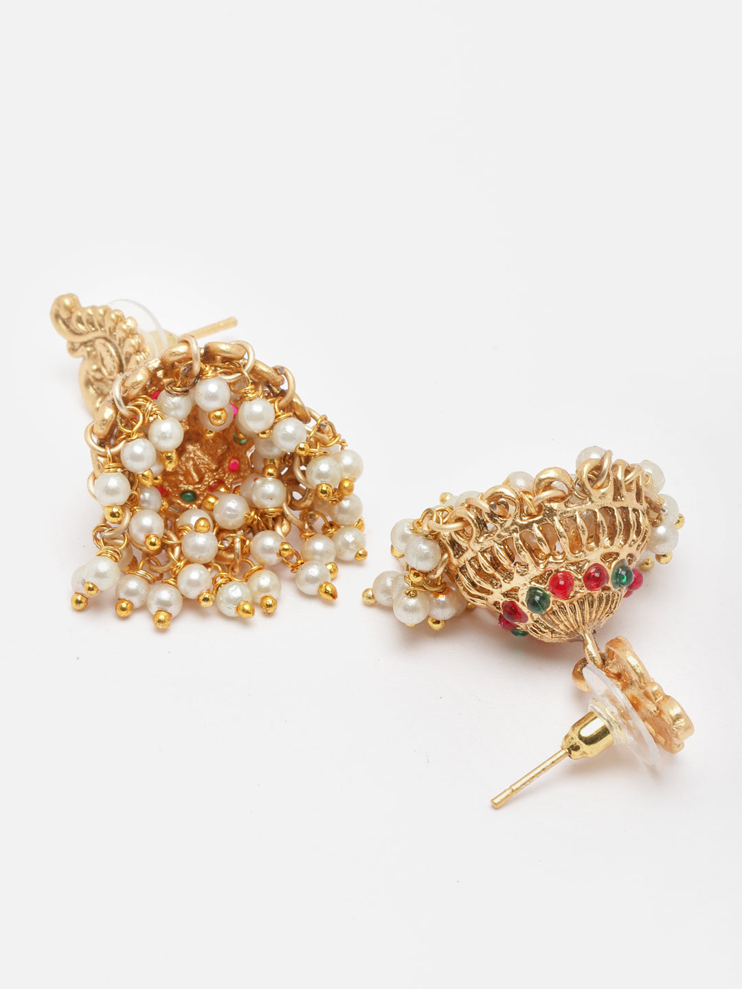 Gold-Plated Stone-Studded & Beaded Jewellery Set