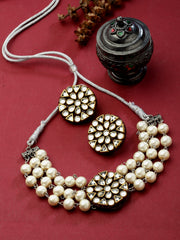 Gold-Plated Stone-Studded & Beaded Jewellery Set