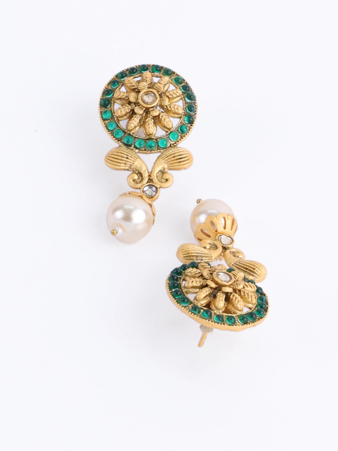 Gold-Plated Stoned-Studded Beaded Jewellery Set
