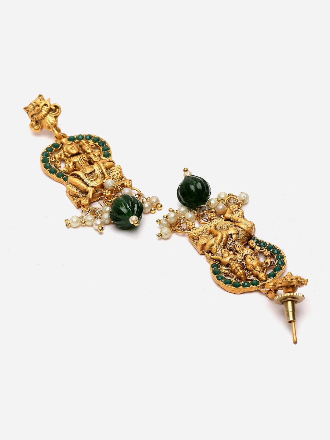 Gold-Plated Stone-Studded & Beaded Jewellery Set