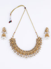 Gold-Plated Kundan-Studded & Beaded Jewellery Set