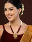 Gold-Plated Stone-Studded & Beaded Jewellery Set