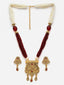 Gold-Plated Stone-Studded & Beaded Jewellery Set