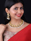 Gold Plated Kundan Studded & Beaded Jewellery Set