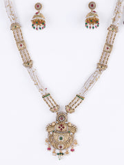 Gold-Plated Stone-Studded & Beaded Jewellery Set