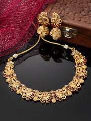 Gold Plated Artificial Stones and Beads Jewellery Set