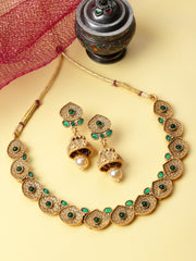 Gold Plated Artificial Stones and Beads Jewellery Set