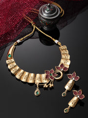 Gold Plated Artificial Stones and Beads Jewellery Set